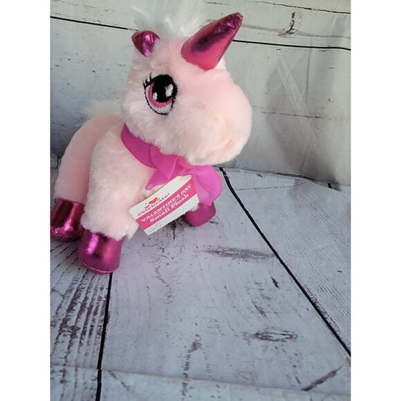 Plush Unicorn Stuffed Animal Pink with White Mane and Tail 7 Inches Tall New - Picture 2 of 6